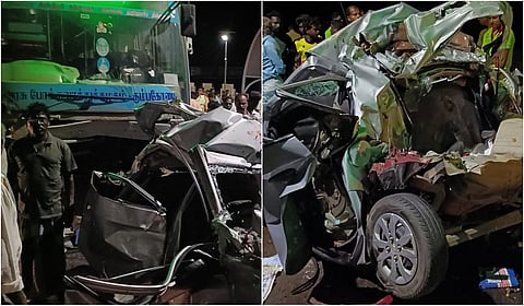 மதுபோதையில் அரசுப் பேருந்தை ஓட்டி காரில் மோதிய ஓட்டுநர்: தேவகோட்டை விபத்தில் மூவர் படுகாயம்