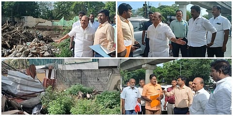பரங்கிமலை, பல்லாவரம் பகுதியில் மீட்கப்பட்ட  இடங்களில் அமைச்சர் தா.மோ.அன்பரசன், ஆட்சியர் ச.அருண்ராஜ் ஆய்வு மேற்கொண்டனர்