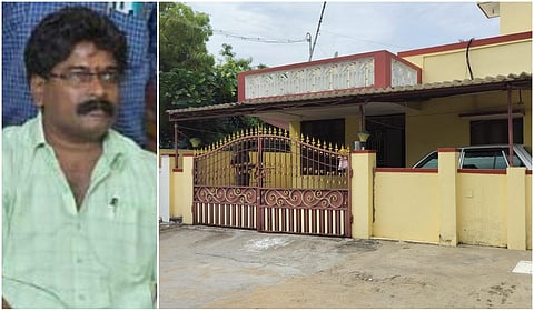 தாசில்தார் சுந்தரராஜன் (இடது), அவரது வீடு (வலது)