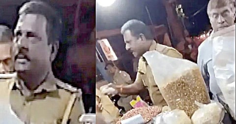 நிலக்கடலை கேட்டு தகராறு செய்த  ரங்கம் எஸ்எஸ்ஐ ராதா.