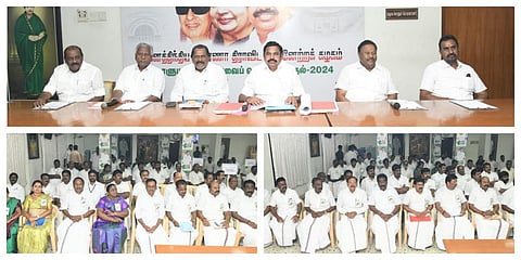 காஞ்சிபுரம், ஸ்ரீபெரும்புதூர் மக்களவைத் தொகுதி நிர்வாகிகளுடன் சென்னை ராயப்பேட்டையில் உள்ள அதிமுக தலைமை அலுவலகத்தில் கட்சியின் பொதுச் செயலாளர் எடப்பாடி பழனிச்சாமி ஆலோசனை நடத்தினார்.  