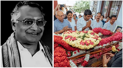 மாஸ்டர் மாதனின் உடலுக்கு அஞ்சலி செலுத்திய பாஜக மாநில தலைவர் அண்ணாமலை, ஜார்க்கண்ட் ஆளுநர் சி.பி.ராதாகிருஷ்ணன் உள்ளிட்டோர்.