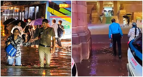 டெல்லியில் கனமழை: நாடாளுமன்ற வளாகத்துக்குள் புகுந்த மழைநீர்