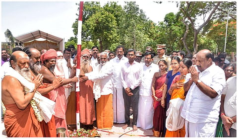பழநியில் பந்தல்கால் நடும் நிகழ்வு