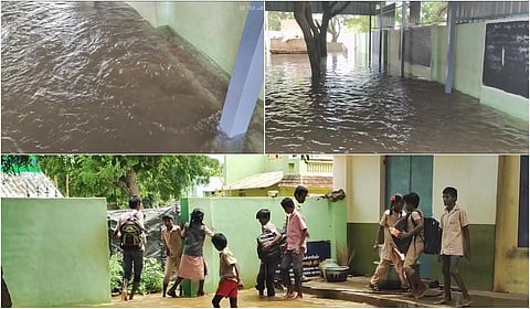 பள்ளிக்குள் புகுந்த தண்ணீர்