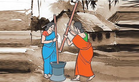 ‘சுத்த சம்பா பச்ச நெல்லு குத்தத்தான் வேணும்...’ - நெல் குற்றுதல்