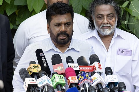 நேற்று வாக்களித்ததை அடுத்து செய்தியாளர்களிடம் பேசிய அநுரகுமார திசநாயக்க.