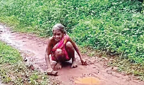 ஒடிசாவில் ஓய்வூதியம் பெற 2 கி.மீ. தூரம் ஊர்ந்து சென்ற மூதாட்டி: வீட்டுக்கே சென்று வழங்க அதிகாரிகளுக்கு உத்தரவு