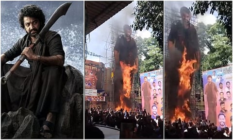 ஜூனியர் என்டிஆரின் ‘தேவரா’ கொண்டாட்டம்: ஹைதராபாத்தில் தீப்பற்றி எரிந்த கட்அவுட்