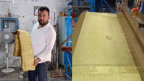 200 கிராம் தங்கத்தில் புடவை நெய்த தெலங்கானா நெசவாளி