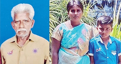 சேலம் அருகே இருசக்கர வாகனம் மீது லாரி மோதியதில்  உயிரிழந்த சென்னன், சுதா, விஷ்ணு.