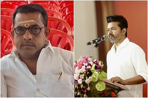 இந்து மக்கள் கட்சி மாநில பொதுச் செயலாளர் டி.குருமூர்த்தி (இடது) | நடிகர் விஜய் (வலது)