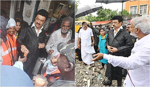 சென்னையில் கனமழை நீடித்து வரும் நிலையில்  யானைகவுனி பகுதியில் தமிழக முதல்வர் மு.க.ஸ்டாலின் ஆய்வு செய்தார்.
