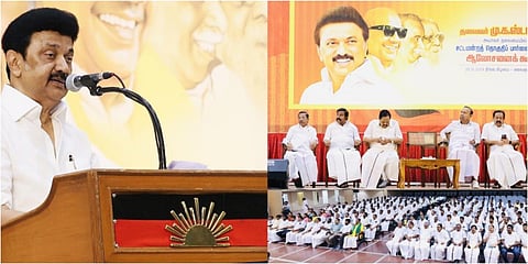சென்னையில் நடந்த  திமுக சட்டமன்றத் தொகுதி பார்வையாளர்கள் கூட்டத்தில் அக்கட்சியின் தலைவரும், தமிழக முதல்வருமான மு.க.ஸ்டாலின் உரையாற்றினார்.