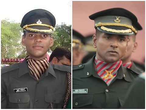 இடது: முகுந்த் வரதாரஜன் | வலது: அமரன் படத்தில் சிவகார்த்திகேயன்