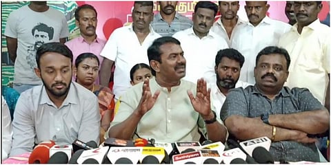 தென்காசியில் நாம் தமிழர் கட்சியின் தலைமை ஒருங்கிணைப்பாளர் சீமான்.