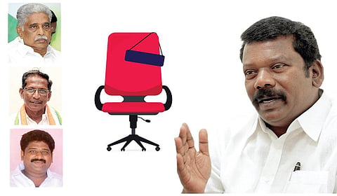 இடது: கே.ஆர்​.​ராம​சாமி, செல்​லத்​துரை அப்துல்லா, கருமாணிக்கம் | வலது: செல்வப்பெருந்தகை