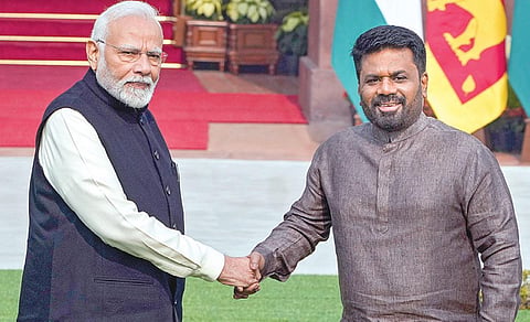 டெல்லியில் பிரதமர் மோடியுடன்  இலங்கை அதிபர் அனுர குமார திசாநாயக்க.படம்: பிடிஐ
