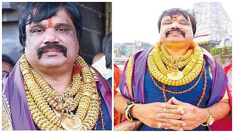 5 கிலோ நகைகள் அணிந்து திருமலைக்கு வந்த பக்தர்