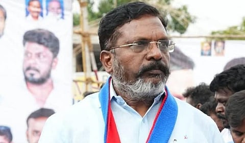 மேலூர் பகுதியில் நடந்த ஆர்ப்பாட்டத்தில் பங்கேற்ற விசிக தலைவர் திருமாவளவன்