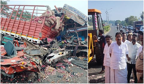 பர்கூர் அருகே 2 லாரிகள் மோதி பயங்கர விபத்து: 4 பேர் உயிரிழப்பு