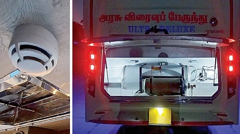 தமிழ்நாடு அரசு விரைவுப் பேருந்துகளில் அமைக்கப்பட்டுள்ள நவீன தீயணைப்பு அமைப்பு
