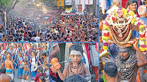 மயிலாப்பூர் கபாலீஸ்வரர் கோயில் பங்குனி பெருவிழாவையொட்டி, அறுபத்து மூவர் விழா நேற்று விமரிசையாக நடைபெற்றது. | படங்கள்: ம.பிரபு |