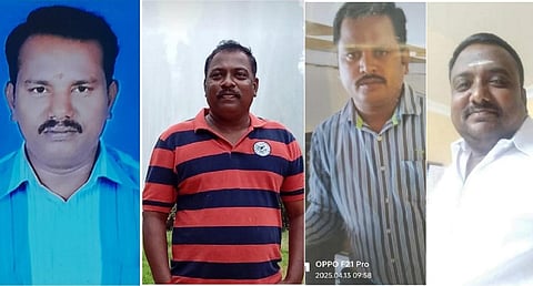 திருவண்ணாமலை அருகே சாலை விபத்தில் உயிரிழந்த  சதீஷ்குமார், சரோப், சைலேஷ்குமார், ஸ்டாலின்.