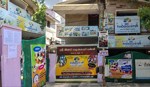 தண்ணீர் தொட்டிக்குள் குழந்தை விழுந்து உயிரிழந்த மழலையர் பள்ளியின் அங்கீகாரம் ரத்து செய்யப்பட்டு, அதற்கான நோட்டீஸ் பள்ளியின் மதில்சுவரில் ஒட்டப்பட்டது.