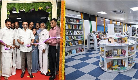 சென்னை மெட்ரோ ரயில் நிலையத்தில் பள்ளிக்கல்வித்துறை சார்பில் அமைக்கப்பட்டுள்ள புத்தகப் பூங்காவை முதல்வர் ஸ்டாலின் திறந்துவைத்தார்.