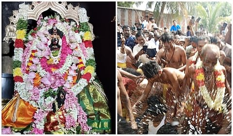 கரூர்: மேட்டுமகாதானபுரம் கோயிலில் பக்தர்கள் தலையில் தேங்காய் உடைத்து நேர்த்திக் கடன்