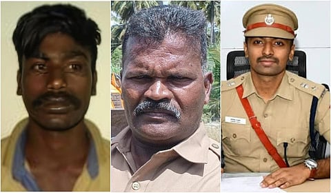 என்கவுன்ட்டர் செய்யப்பட்ட மணிகண்டன், கொலையான எஸ்எஸ்ஐ சண்முகவேல் மற்றும் மாவட்ட எஸ்.பி. கிரிஸ் யாதவ்