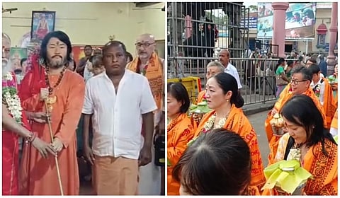 உலக நன்மை வேண்டி பழநியில் ஜப்பான் பக்தர்கள் பால்குடம் எடுத்து வழிபாடு