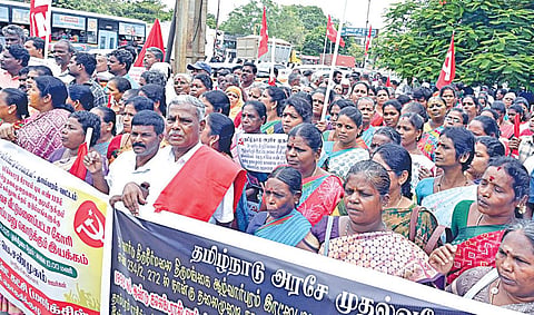 தாம்பரத்தில் பட்டா கேட்டு மார்க்சிஸ்ட் போராட்டம்: மாநிலச் செயலாளர் பெ.சண்முகம் பங்கேற்பு
