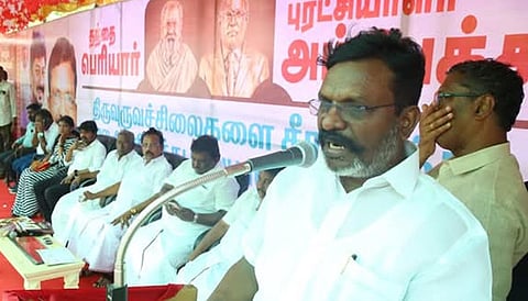 எனது காரை மறித்தது திட்டமிட்ட சதி; பின்னணியில் பாஜக உள்ளது: திருமாவளவன்