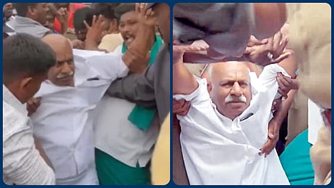 போ​ராட்டத்​தில் ஈடுபட்ட காடேஸ்​வ​ரா சுப்​பிரமணி​யத்​தை அப்​புறப்​படுத்​திய ​போலீஸார்​.
