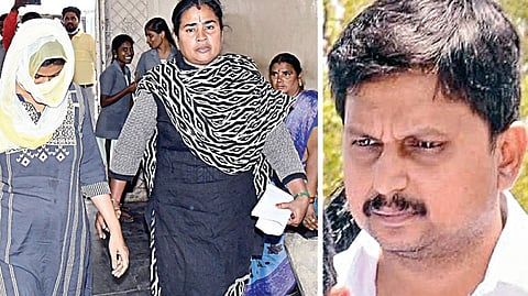 கைதான கலாவதியை  மருத்துவப் பரிசோதனைக்கு அழைத்துச் சென்ற போலீஸார். (அடுத்த படம்) ஜெய் பாலாஜி. | படங்கள் எஸ்.கிருஷ்ணமூர்த்தி |