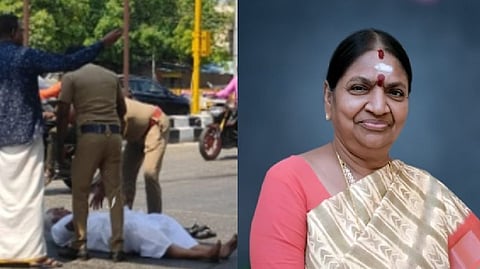 வாக்காளர்களுக்கு ​திமுகவினர் டோக்கன்: அதிமுக வேட்பாளர் வளர்மதியின் கணவர் சாலையில் படுத்து தர்ணா