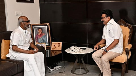 திமுக தலைவர் ஸ்டாலினை சந்தித்த நடிகர் ரஜினிகாந்த்