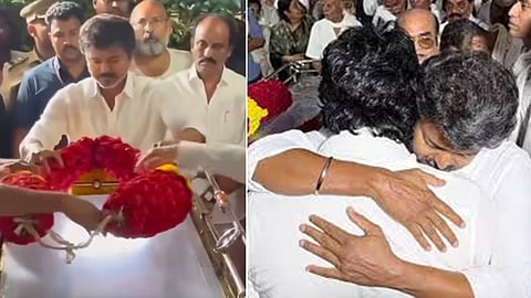 தயாரிப்பாளர் ஆர்.பி.சவுத்ரி உடலுக்கு விஜய் அஞ்சலி