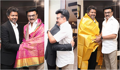 முன்னாள் முதல்வர் ஸ்டாலினை நேரில் சந்தித்து வாழ்த்து பெற்றார் முதல்வர் ஜோசப் விஜய்