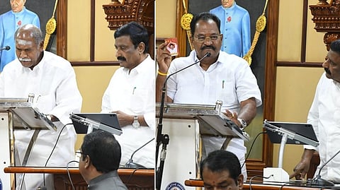 புதுவையில் முதல்வர், அமைச்சர்கள் எம்எல்ஏக்களாக பதவியேற்பு: மலையாளத்தில் உறுதிமொழி ஏற்ற திமுக எம்எல்ஏ