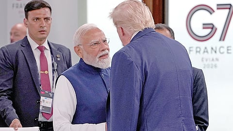 பிரான்ஸின் எவியான் நகரில் நடைபெறும் ஜி7 உச்சி மாநாட்டில் பிரதமர் நரேந்திர மோடி நேற்று பங்கேற்றார். அப்போது அமெரிக்க அதிபர் டொனால்டு ட்ரம்பை சந்தித்துப் பேசினார்.