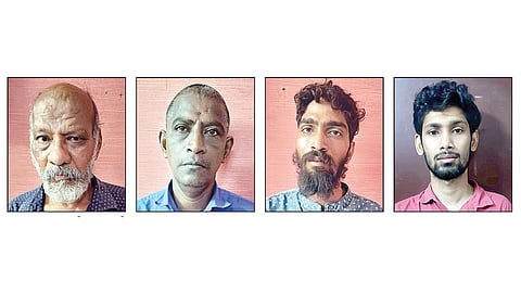 குட்கா வியாபாரிகள் 4 பேர் கைது செய்யப்பட்டனர்.
