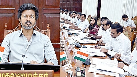 சென்னை தலைமைச் செயலகத்தில் முதல்வர் விஜய் தலைமையில் தமிழக அமைச்சரவையின் 2-வது கூட்டம் நேற்று நடைபெற்றது.