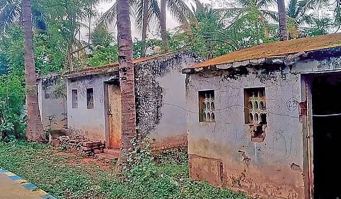 புளியங்கண்டி கிராமத்தில் சிதிலமடைந்து காணப்படும் பழங்குடியின மக்களின் தொகுப்பு வீடுகள்.