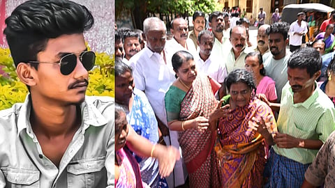 இடது: உயிரிழந்த அருணாச்சலம் | வலது:&nbsp; உறவினர்கள் போராட்டம்