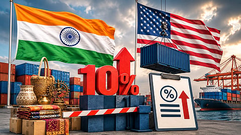 இந்தியப் பொருட்களுக்கு 10% கூடுதல் வரி விதித்தது அமெரிக்கா
