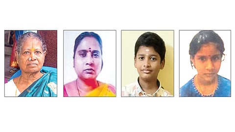 உயிரிழந்த ராதா, பூங்கொடி, கோகுல், தனலட்சுமி