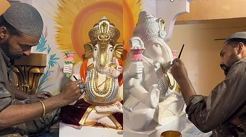 பாகிஸ்தானில் விநாயகர் சிலைக்கு வண்ணம் தீட்டிய முஸ்லிம் ஓவியர்